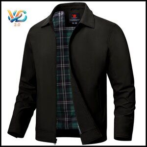 Men's Lightweight Windbreaker Full Zip Jacket with Pockets for Golf Work Travel